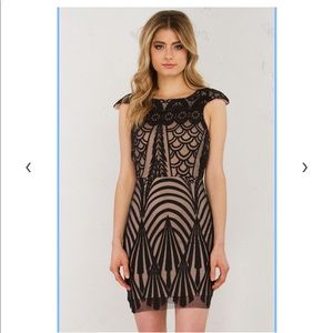 The Tara Lace Overlay Dress - Black, Nude
